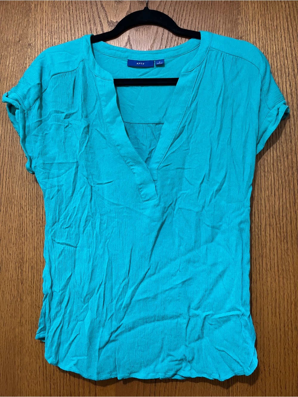 Apt. 9 Women's Teal V-Neck Short Sleeve Top